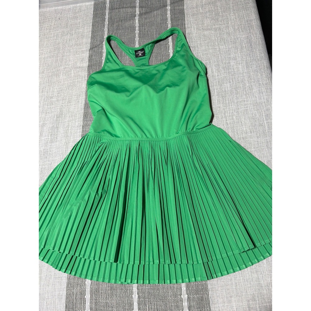 Crane Green Pleated Tennis Dress Racerback Athletic Golf Dress Women Size M